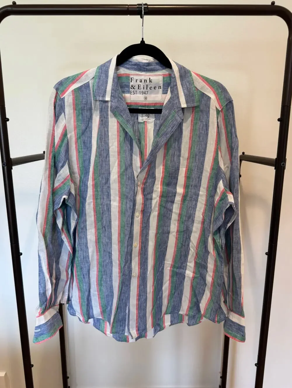 Frank & Eileen Eileen Linen Shirt in Multicolor Stripe size M medium